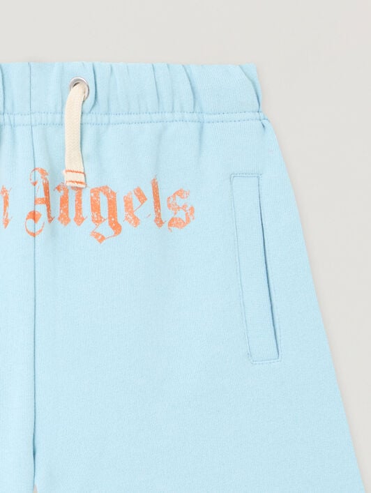 PALM ANGELS Logo Brushed Sweatshort BLU BIMBO/ BABY BLUE PBCI006S26FLE003