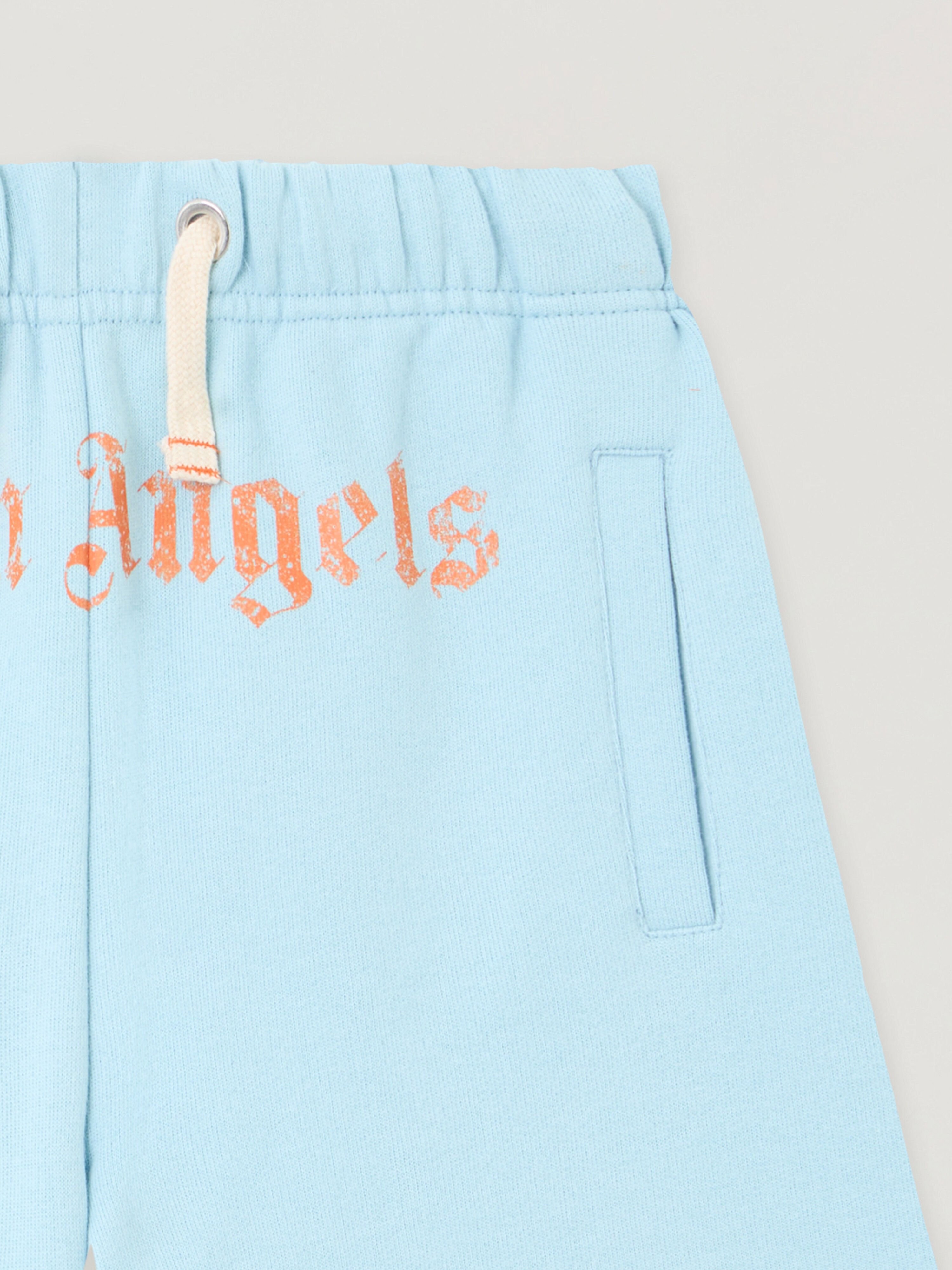 PALM ANGELS Logo Brushed Sweatshort BLU BIMBO/ BABY BLUE PBCI006S26FLE003