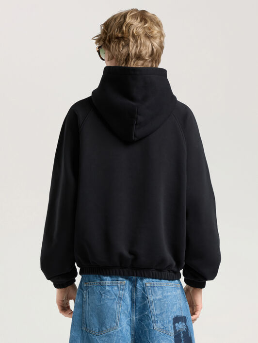 PALM ANGELS Sunset Blvd Palm Loose Hoodie BLACK - OFF WHITE PAMBB04W26FL02