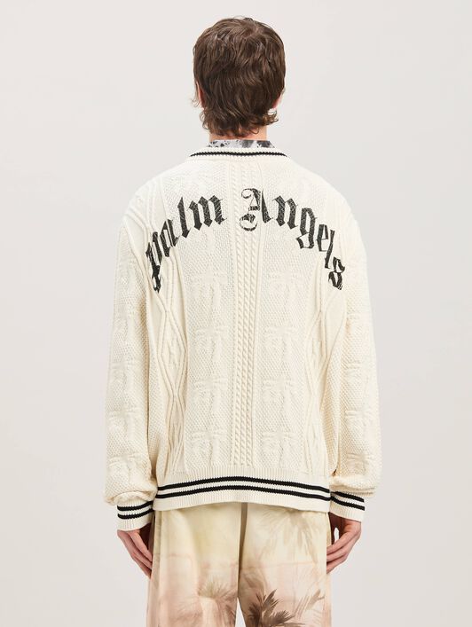 PALM ANGELS  Sweater mit geschwungenem Logo OFF WHITE - BLACK PMHE058S25KNI002
