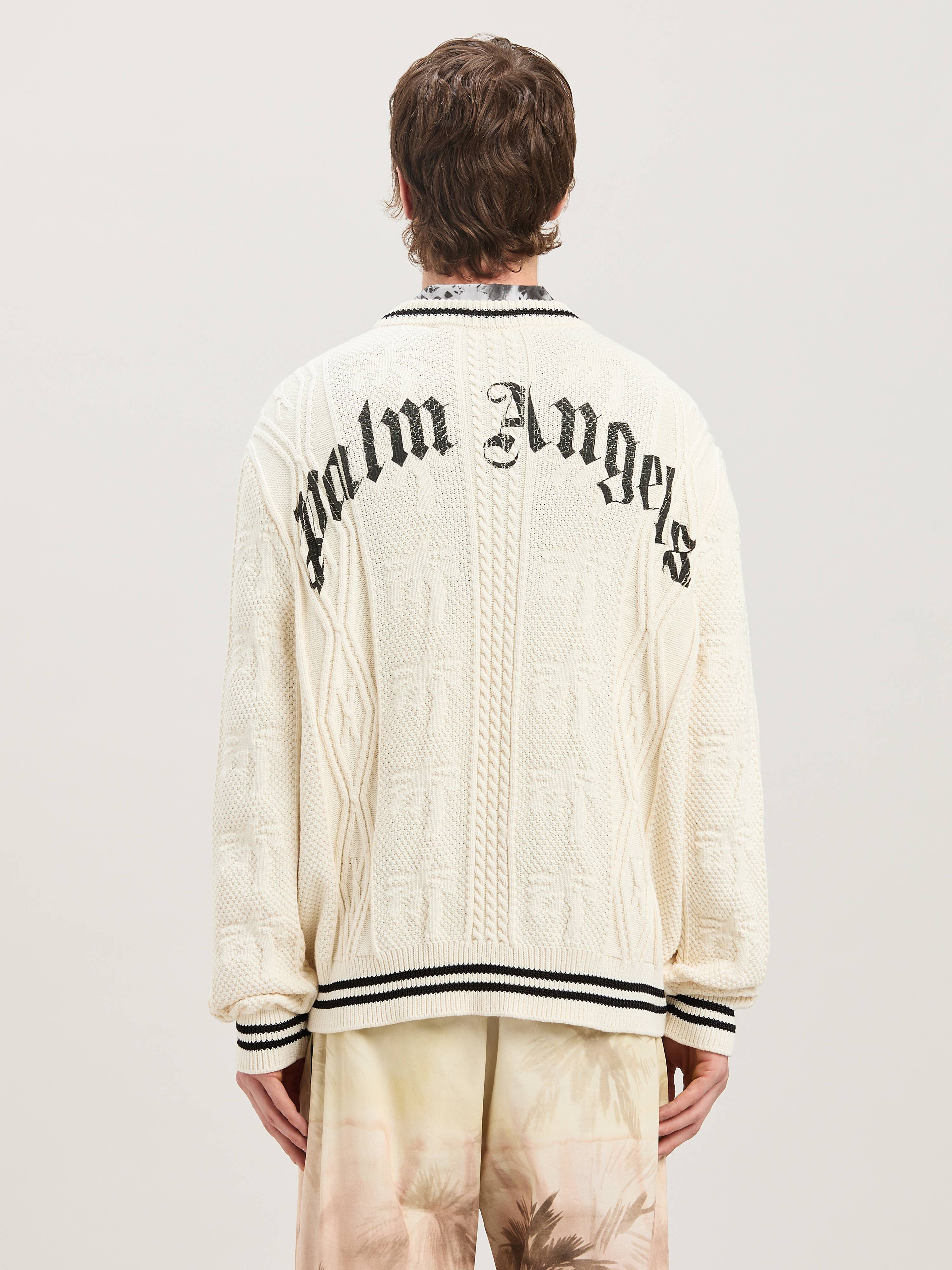 PALM ANGELS  Sweater mit geschwungenem Logo OFF WHITE - BLACK PMHE058S25KNI002