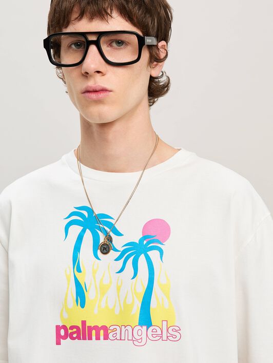 PALM ANGELS  Burning Oasis T-shirt OFF WHITE - MULTICOLORE PMAA089S25JER002