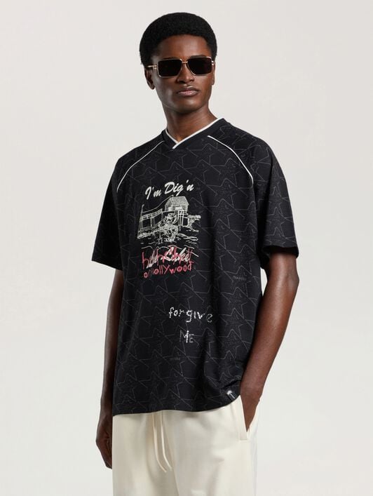Starry Palm Allover Reg T-Shirt PALM ANGELS Starry Palm Allover Reg T-Shirt BLACK - OFF WHITE PAMAA09W26JR02
