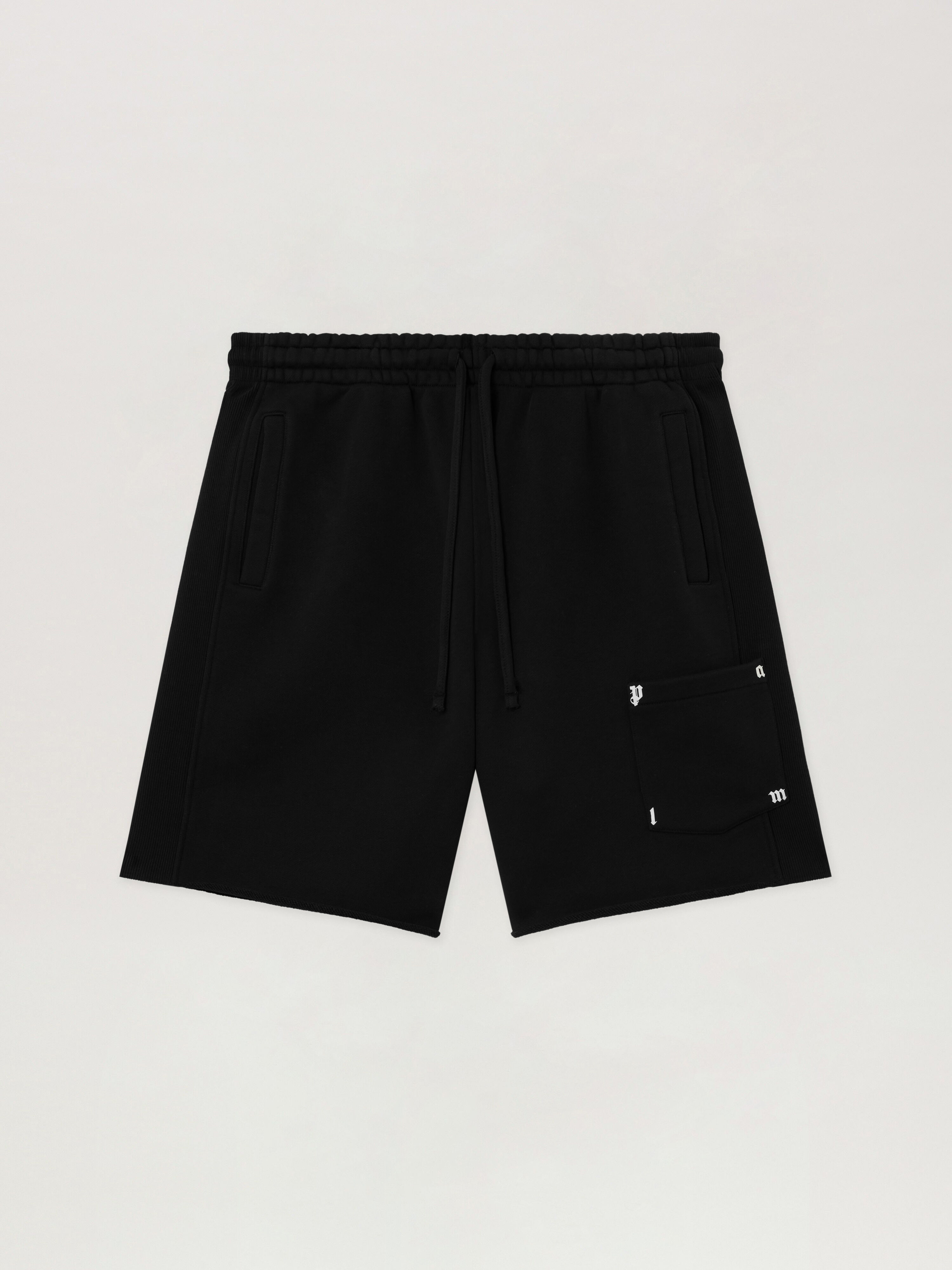 PALM ANGELS Pantaloncini Della Tuta Palm Type BLACK - OFF WHITE PAMCV03F26FL01