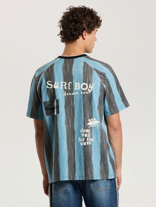 Soccer Cali Regular T-Shirt PALM ANGELS Soccer Cali Regular T-Shirt BLACK - BLUE PAMAA09F26JR01