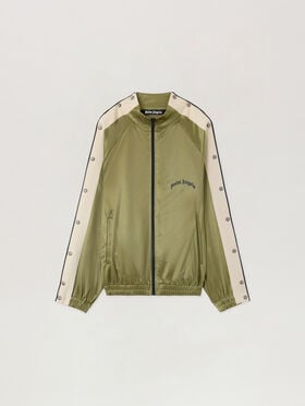PALM ANGELS Curved Logo Boxe Track Jacket MILITARY GREEN BLACK PMBD08MS26FAB001