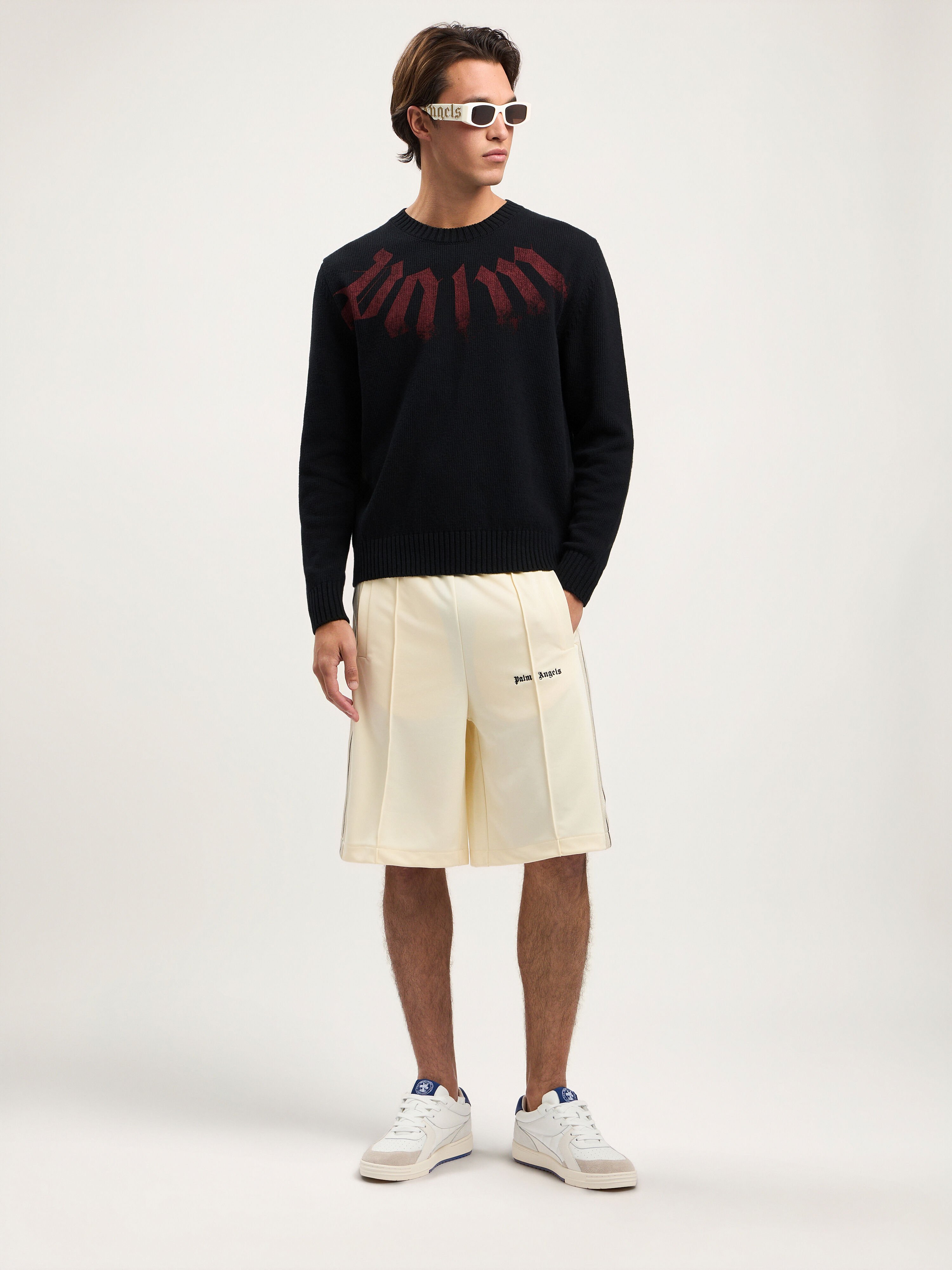 Big Neck Logo Sweater PALM ANGELS Big Neck Logo Sweater BLACK BURGUNDY PMHE08CS26KNI001