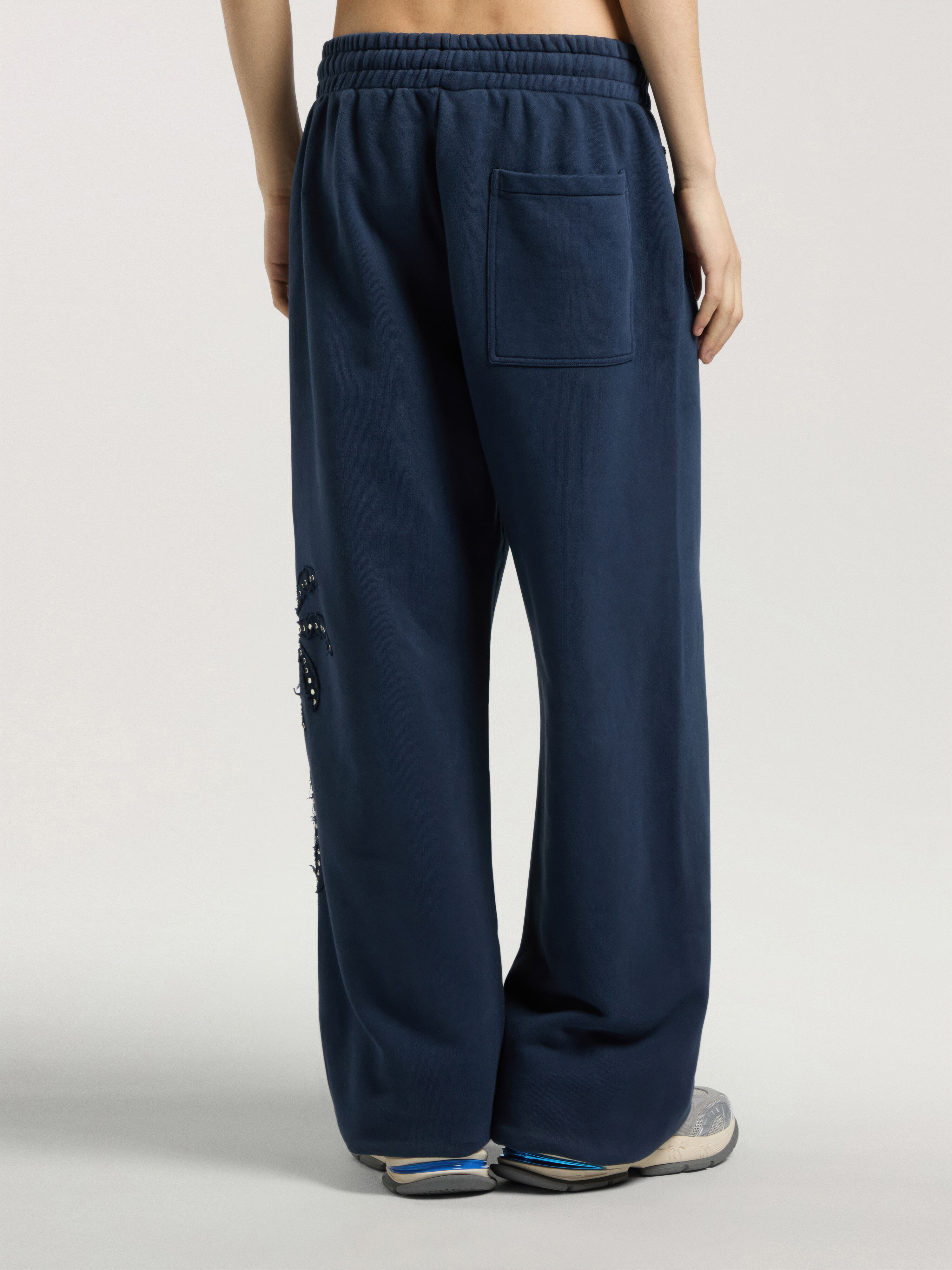 Palm Deco Sweatpants PALM ANGELS Palm Deco Sweatpants NAVY BLUE - OFF WHITE PAMCH04W26FL01
