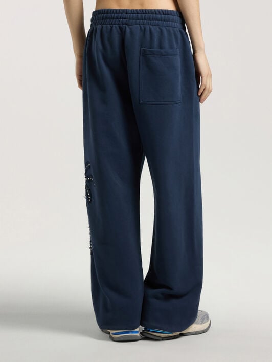 Palm Deco Sweatpants PALM ANGELS Palm Deco Sweatpants NAVY BLUE - OFF WHITE PAMCH04W26FL01