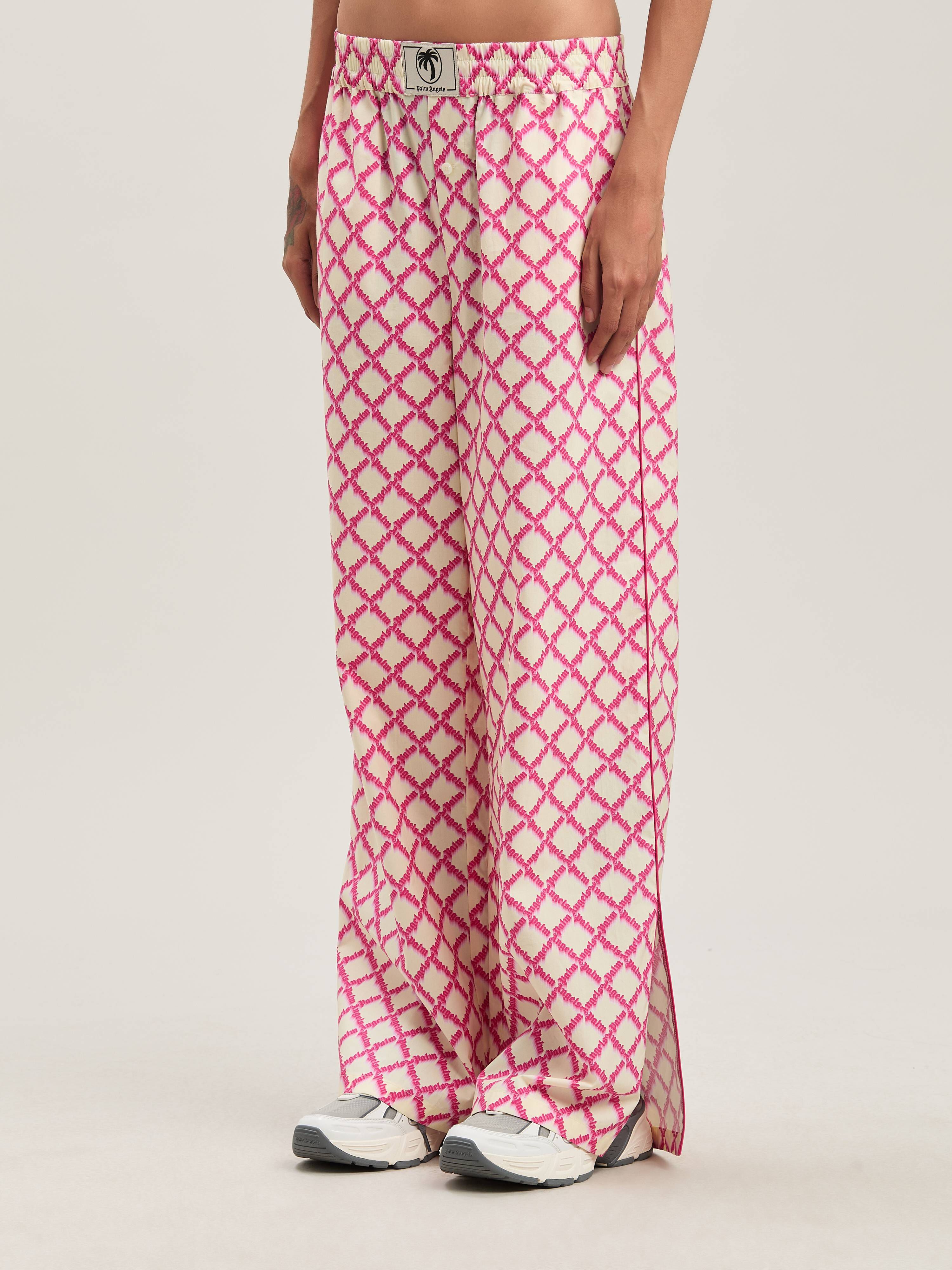 PALM ANGELS  Net logo Pants IVORY - FUCHSIA PWCA156S25FAB001