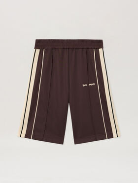PALM ANGELS Classic Logo Vintage Track Shorts BROWN OFF WHITE PMCL00CS26FAB001
