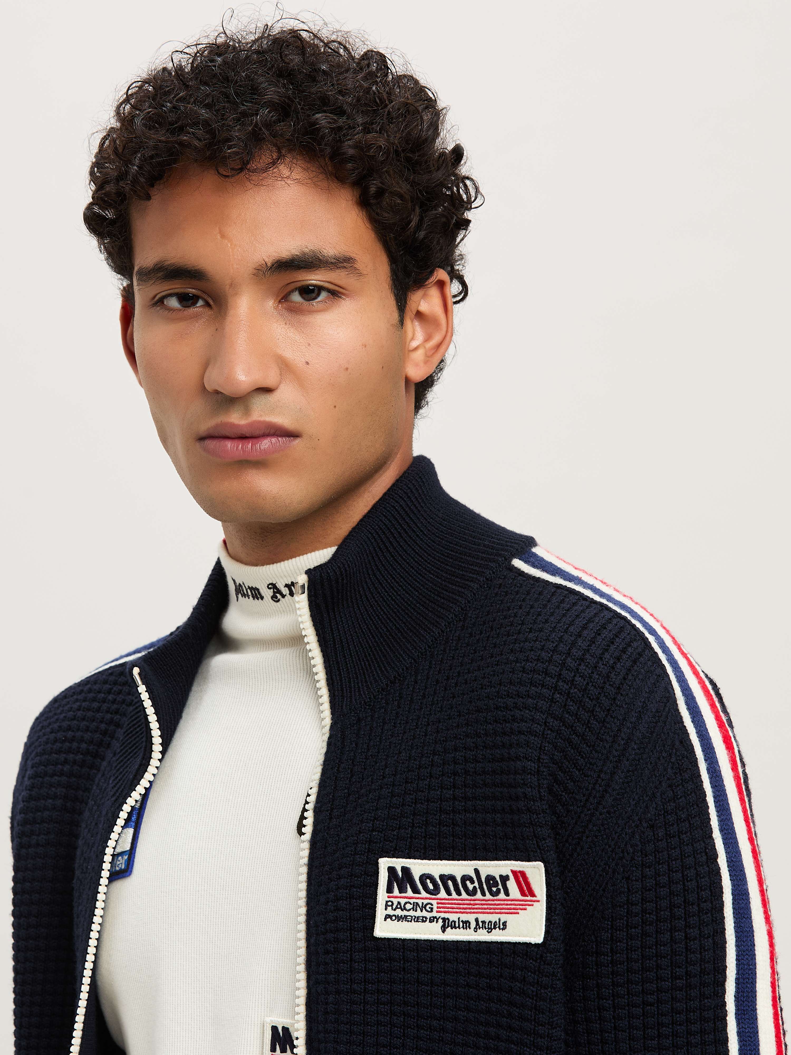 PALM ANGELS  Racing Cardigan Moncler x Palm Angels NAVY BLUE - WHITE PMHB036T25KNI001