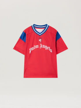 PALM ANGELS Team Palm Soccer Tee S/S RED - OFF WHITE PBAA016F25JER001