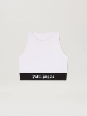 PALM ANGELS  Logo band American Bra BLACK - OFF WHITE PWCH025S25FLE002