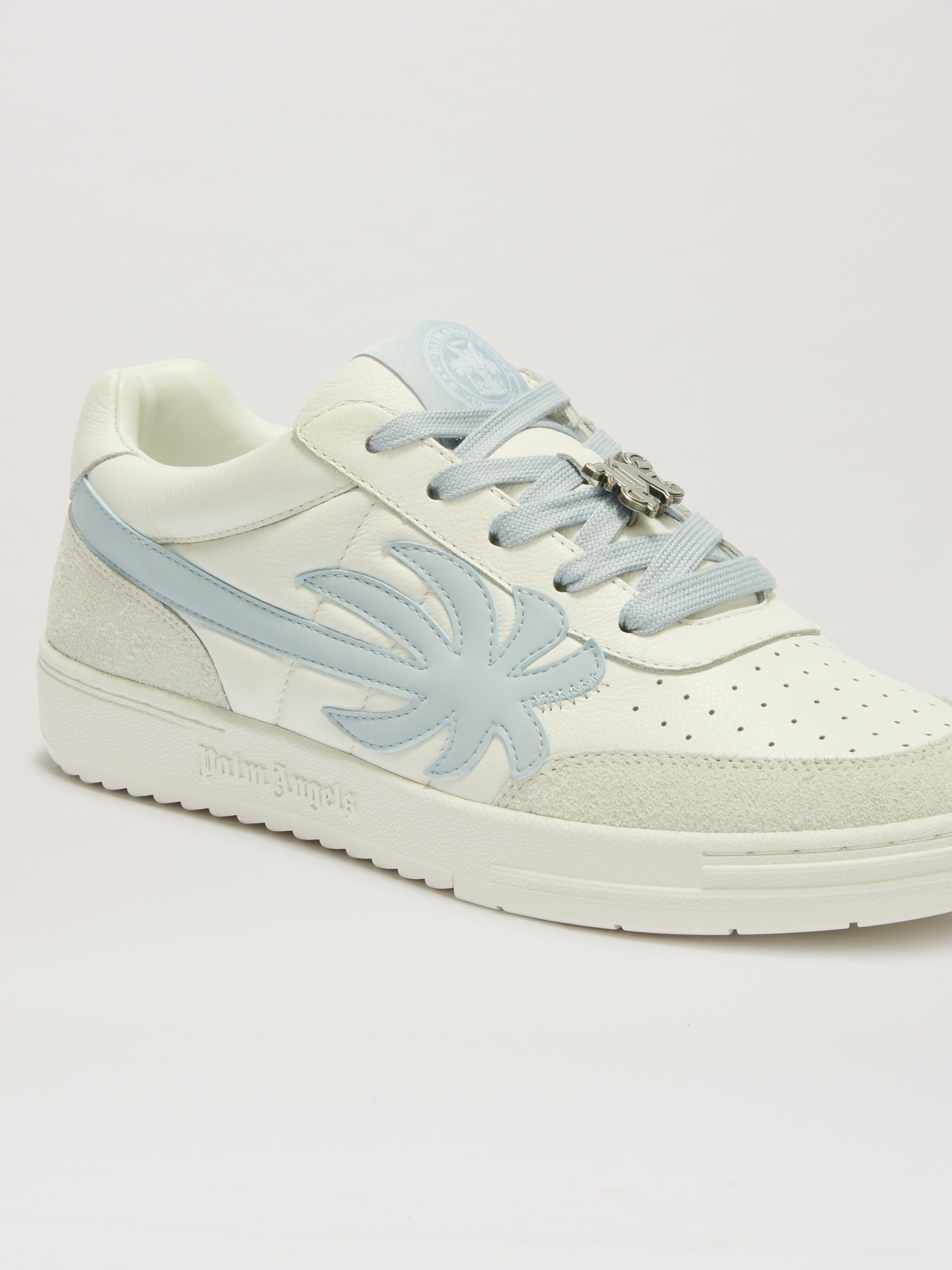 PALM ANGELS  Palm Beach University Leder-Sneakers WHITE - BABY BLUE PMIA097S25LEA001