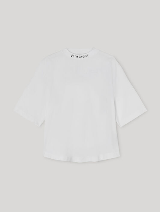 PALM ANGELS Classic Logo Over Tee WHITE BLACK PWAA023C99JER002