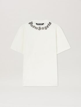 PALM ANGELS  Flame logo T-shirt YELLOW - BLUE PMAA001S25JER001