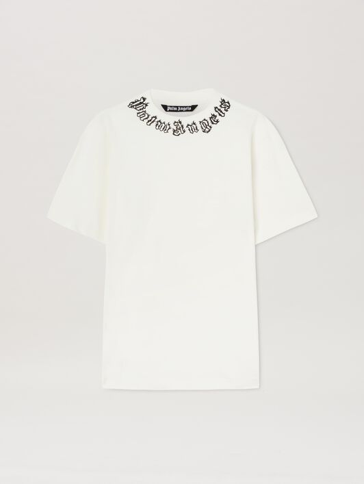 PALM ANGELS  Flame logo T-shirt OFF WHITE - BLACK PMAA001S25JER002