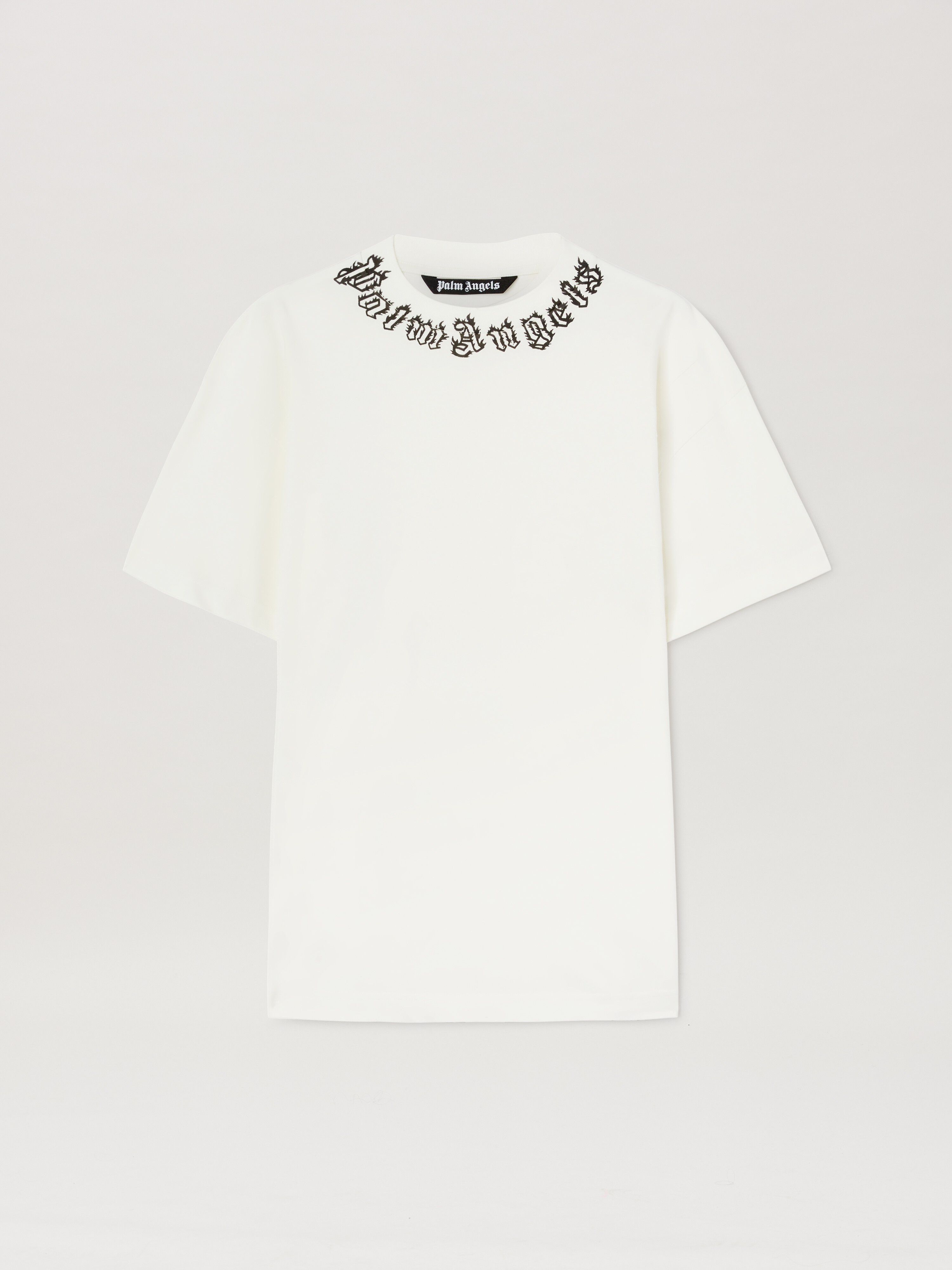 PALM ANGELS  Flame logo T-shirt OFF WHITE - BLACK PMAA001S25JER002