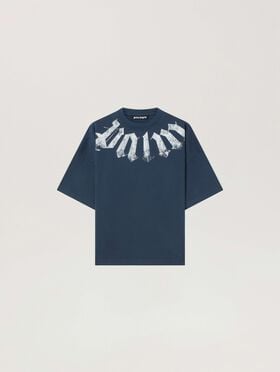 PALM ANGELS Big Neck Logo Loose Tee NAVY BLUE - OFF WHITE PAMAA03F26JR01