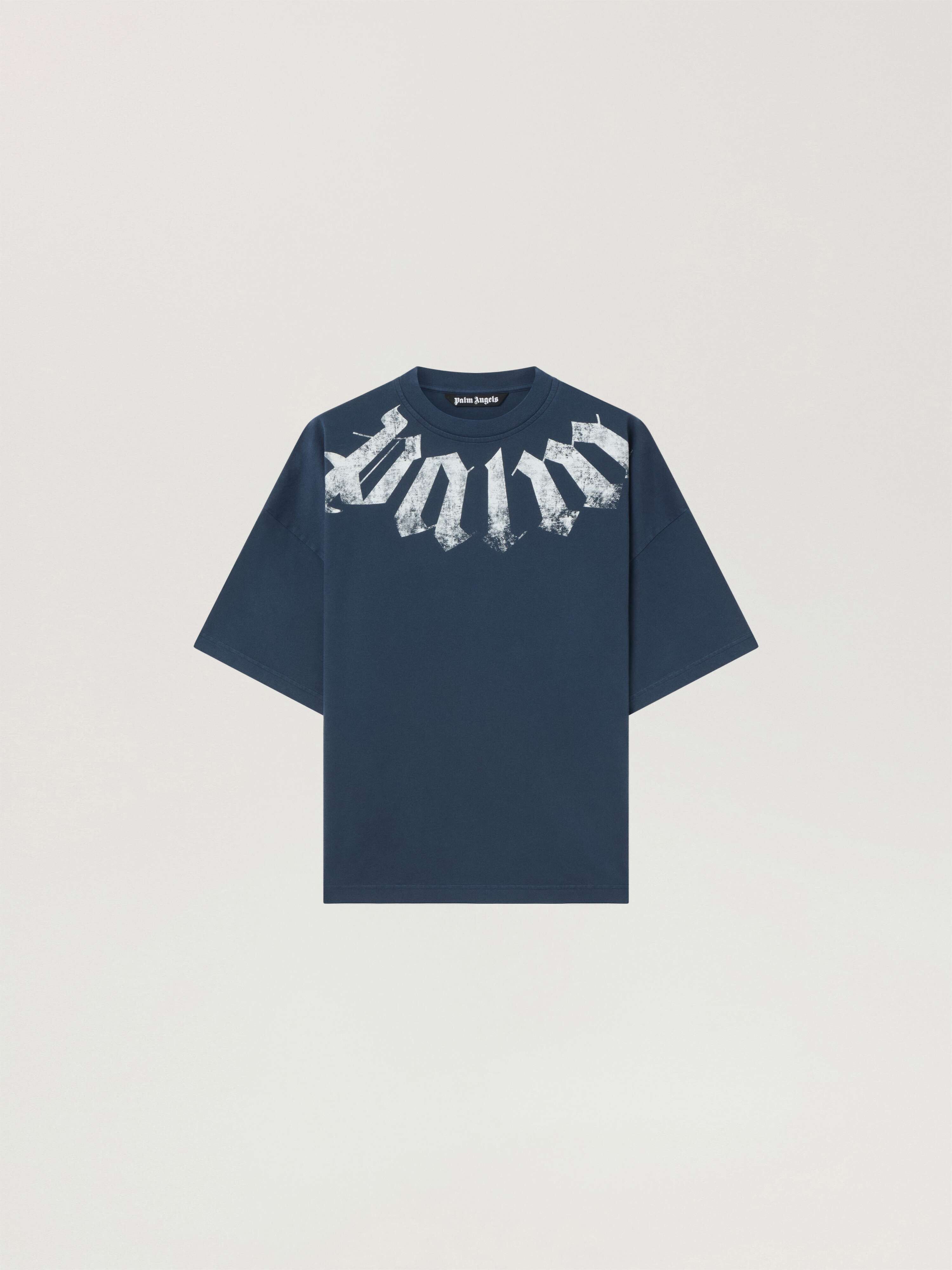 Big Neck Logo Loose Tee PALM ANGELS Big Neck Logo Loose Tee NAVY BLUE - OFF WHITE PAMAA03F26JR01