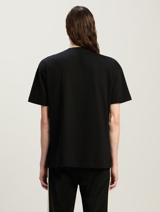 PALM ANGELS Roma Monogram Spray Tee BLACK ORANGE PMAA001C99JER029