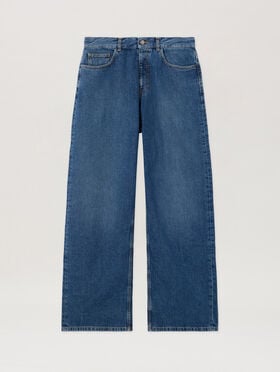 PALM ANGELS Curved Logo Loose Jeans MEDIUM BLUE MEDIUM BLUE PMYA049S26DEN00A