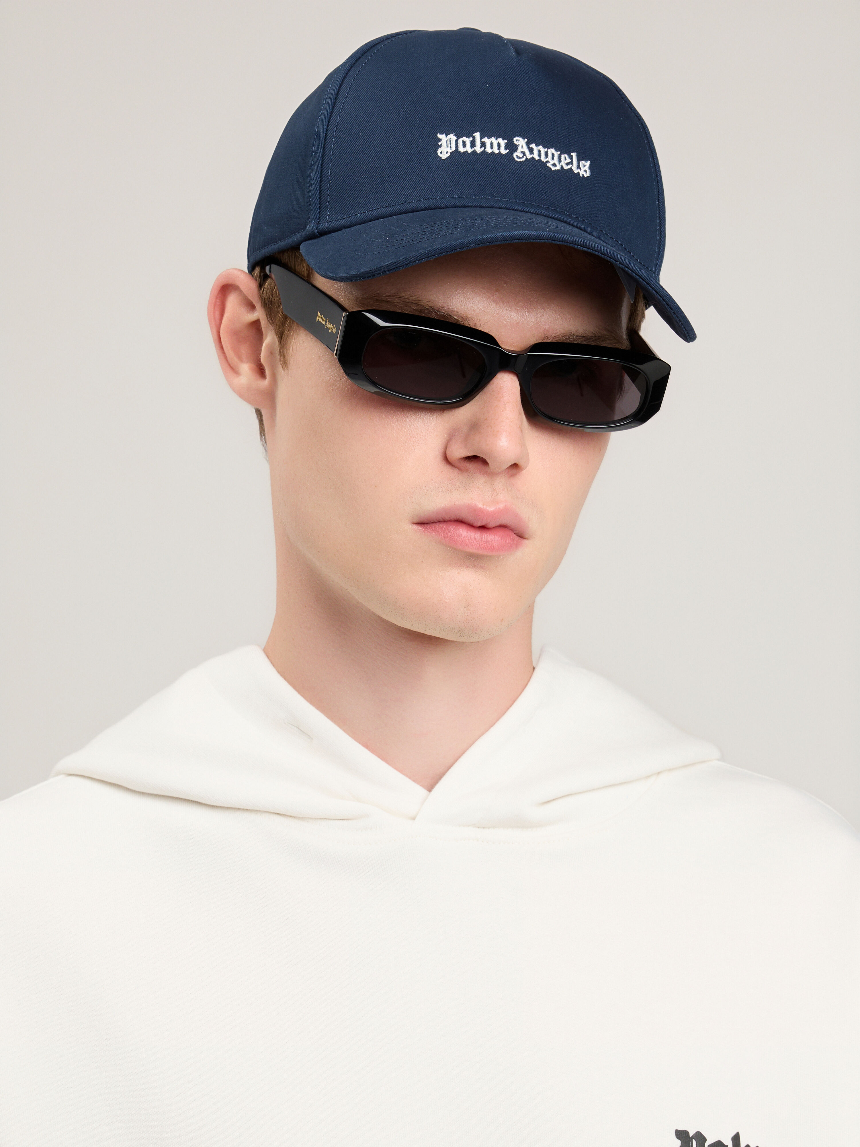 PALM ANGELS Classic Logo Cap NAVY BLUE OFF WHITE PMLB104S26FAB004