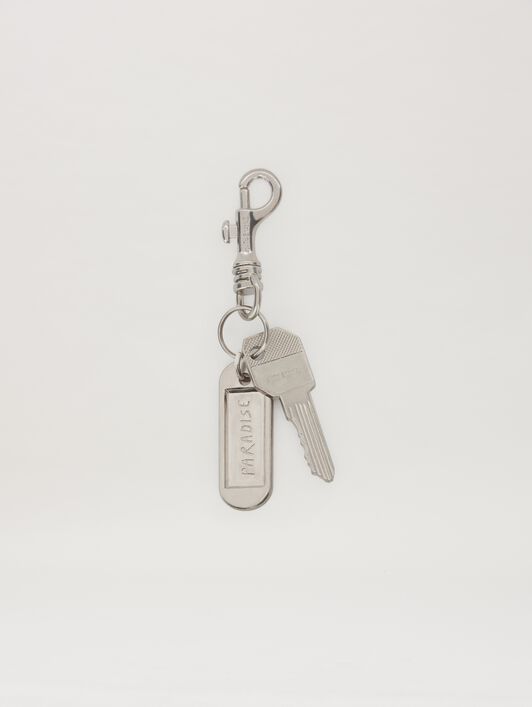 PALM ANGELS  Metallic logo plate key ring ARGENTO - ARGENTO PMNF01BS25MAT001