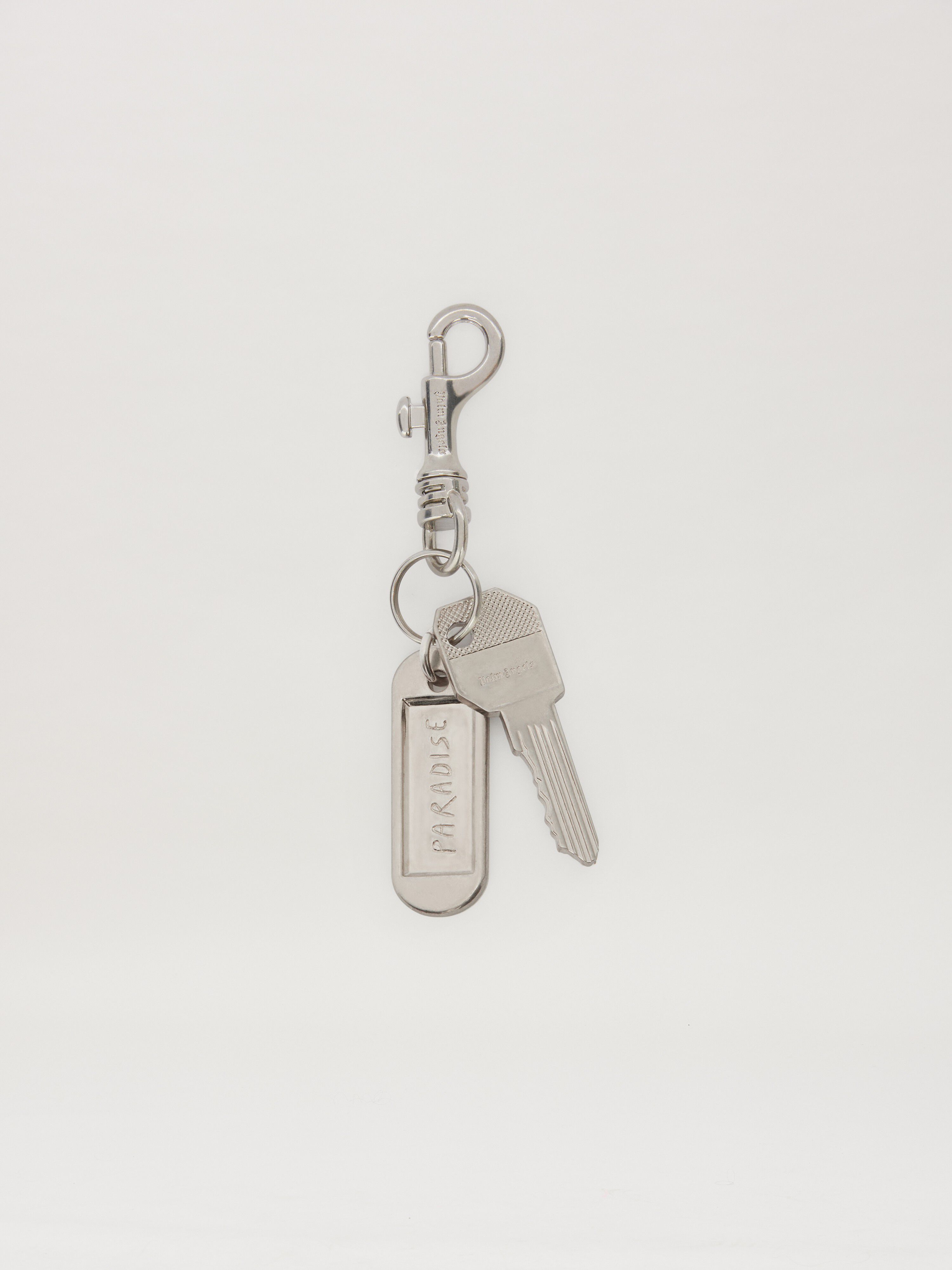 PALM ANGELS  Metallic logo plate key ring ARGENTO - ARGENTO PMNF01BS25MAT001