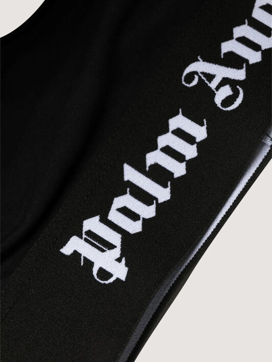 PALM ANGELS Classic Logo Sports Bra BLACK WHITE PWUB002C99FAB001