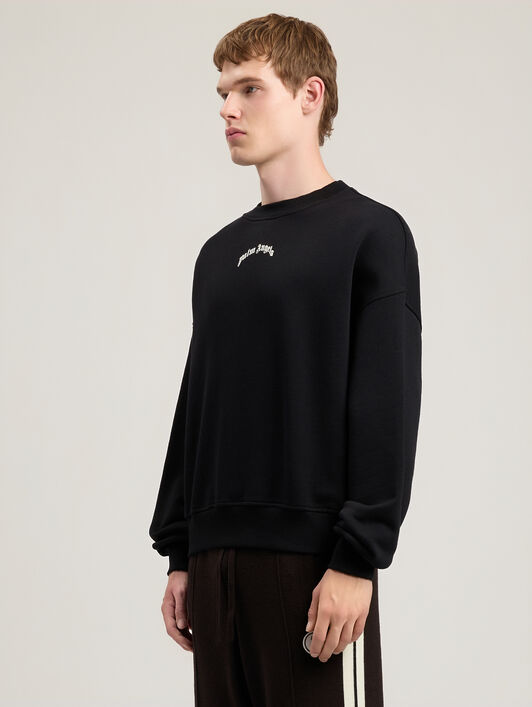 PALM ANGELS Back Curved Logo Loose Sweatshirt BLACK OFF WHITE PMBA08JS26FLE004