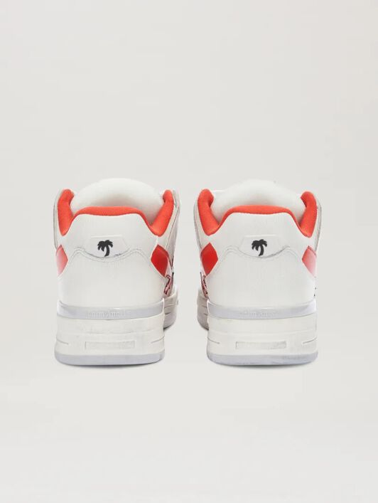 PALM ANGELS  Washed Venice Sneaker WHITE - CORAL RED PMIA101S25LEA002