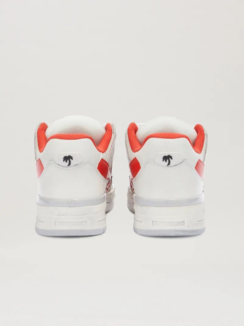 PALM ANGELS  Washed Venice Sneaker WHITE - CORAL RED PMIA101S25LEA002