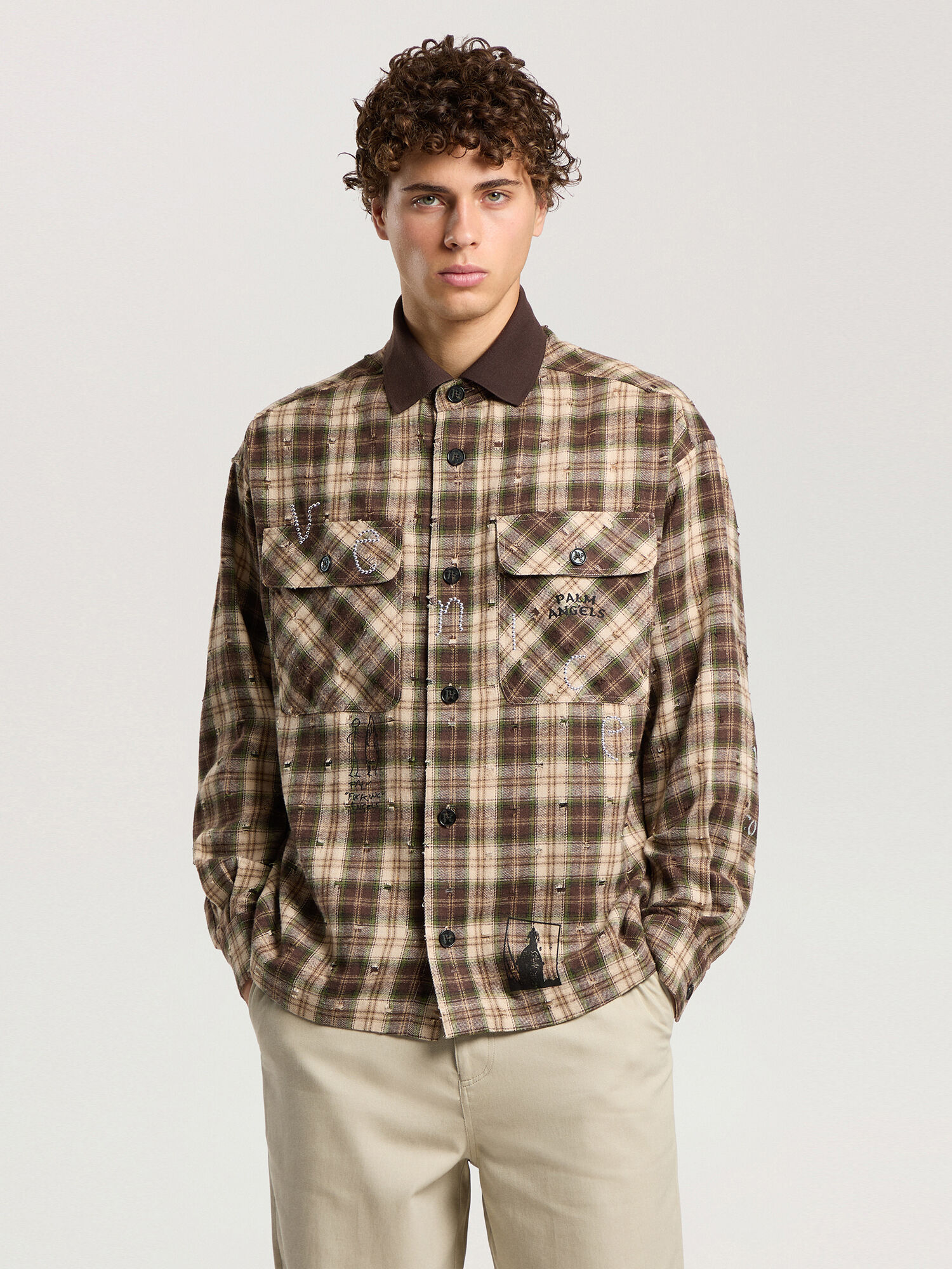 Surfer Dream Check Loose Shirt PALM ANGELS Surfer Dream Check Loose Shirt MULTICOLOR - BLACK PAMGE05F26FB02