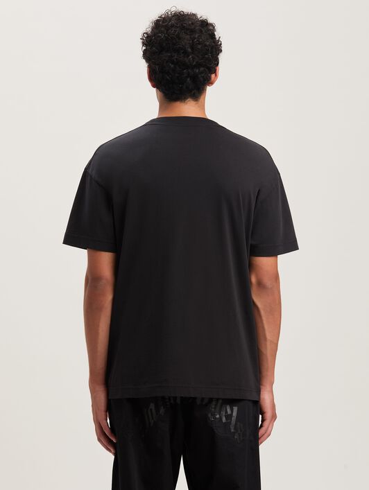 PALM ANGELS  Curved Logo T-shirt BLACK - BLACK PMAA001S25JER004