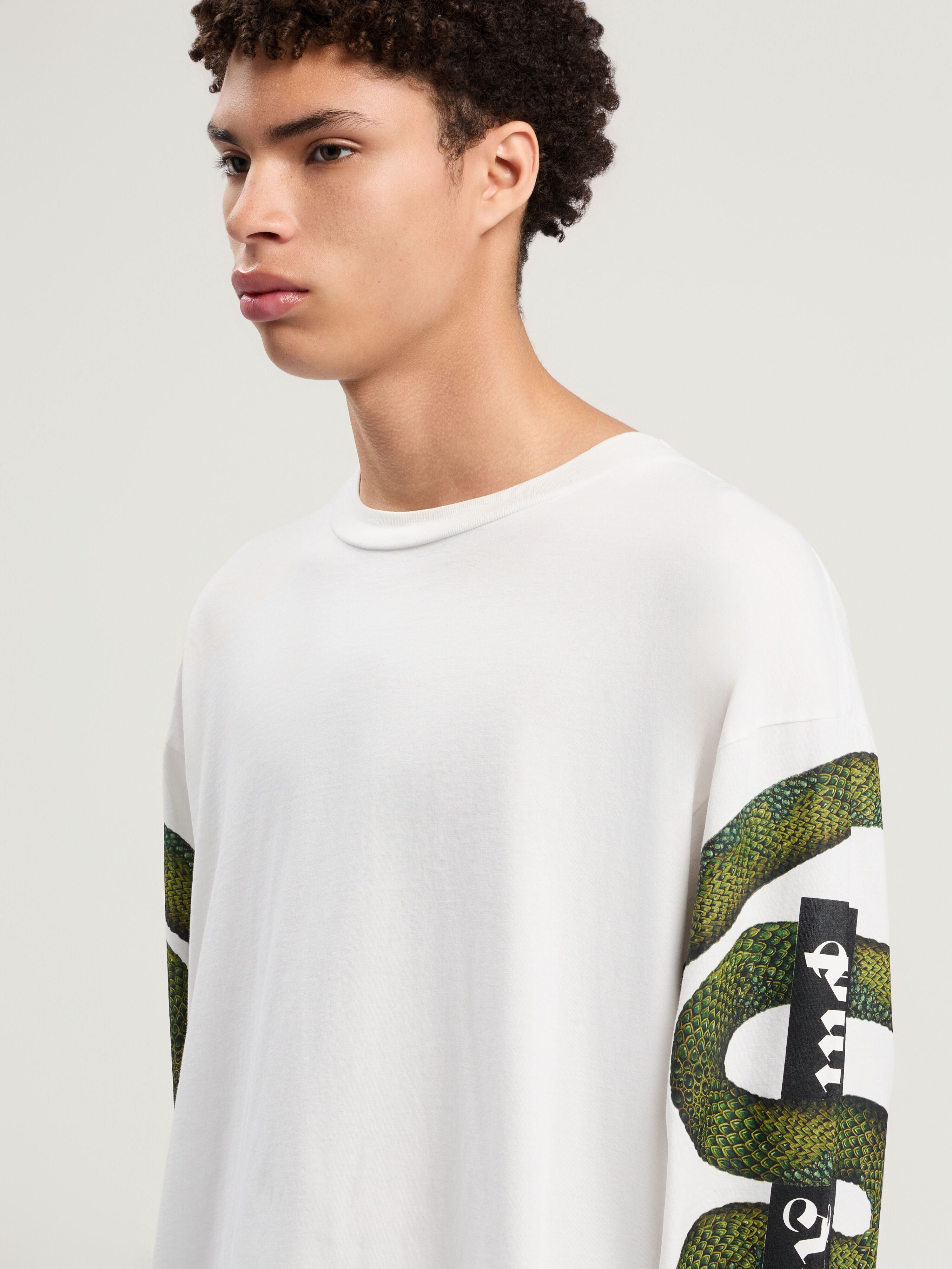 PALM ANGELS Snake Box Logo Long Sleeve T-Shirt OFF WHITE - GREEN PMAB058F25JER002
