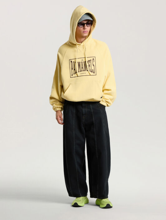 PALM ANGELS Vintage Box Logo Loose Hoodie LIGHT YELLOW - MAUVE PAMBB04F26FL01