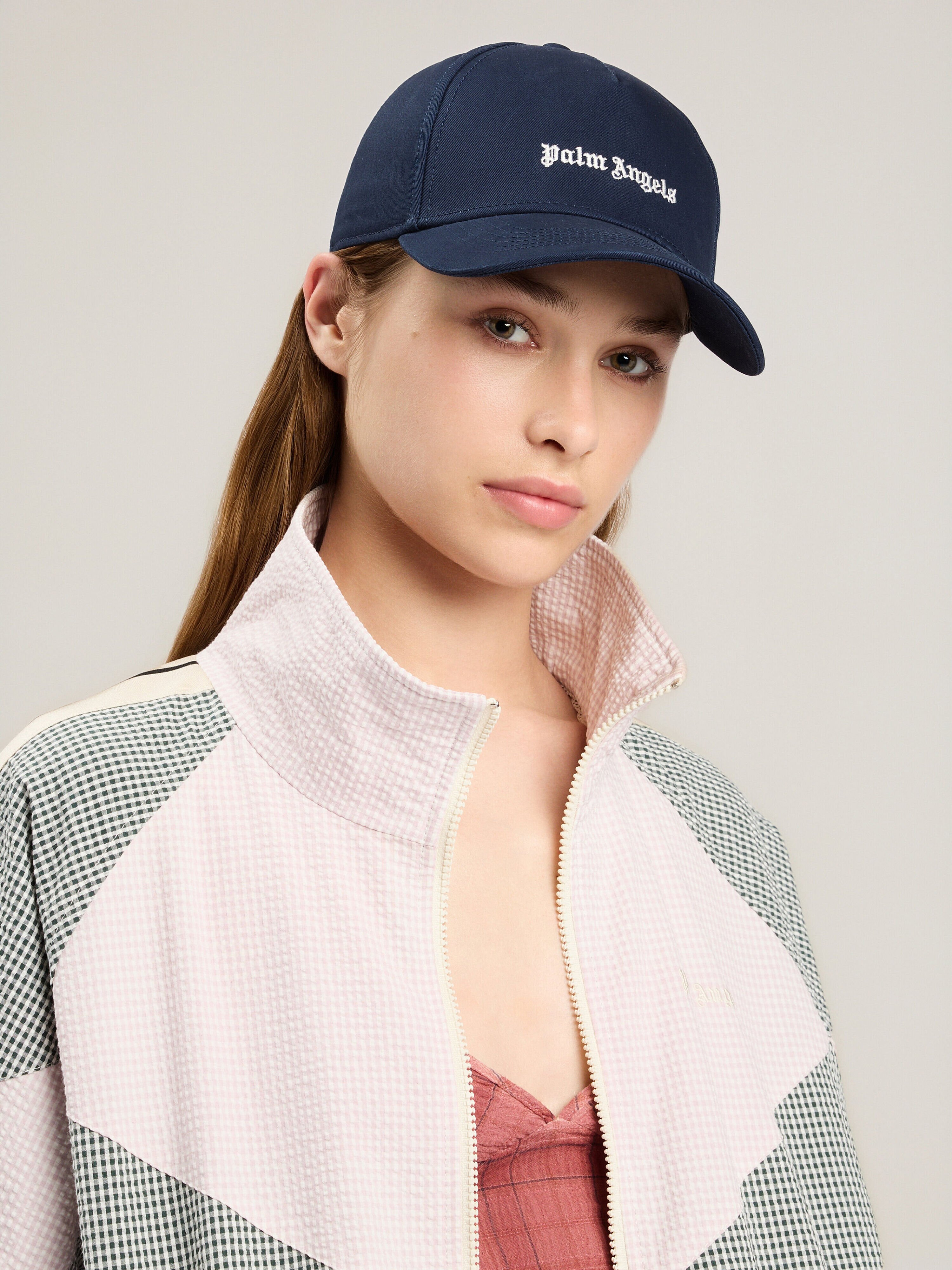 PALM ANGELS Classic Logo Cap NAVY BLUE OFF WHITE PMLB104S26FAB004