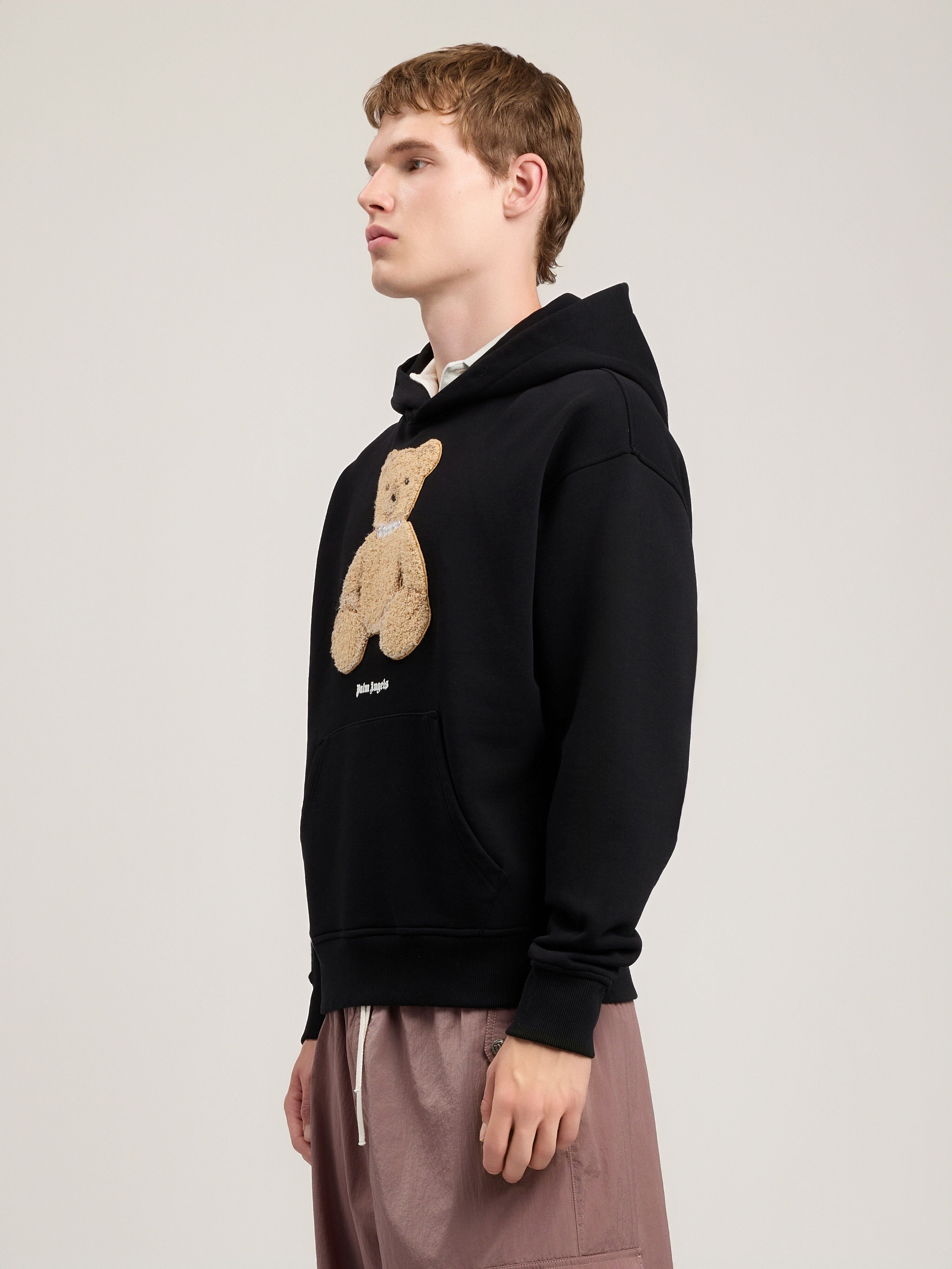 PALM ANGELS Bear Hoodie BLACK BROWN PMBB17DS26FLE00C