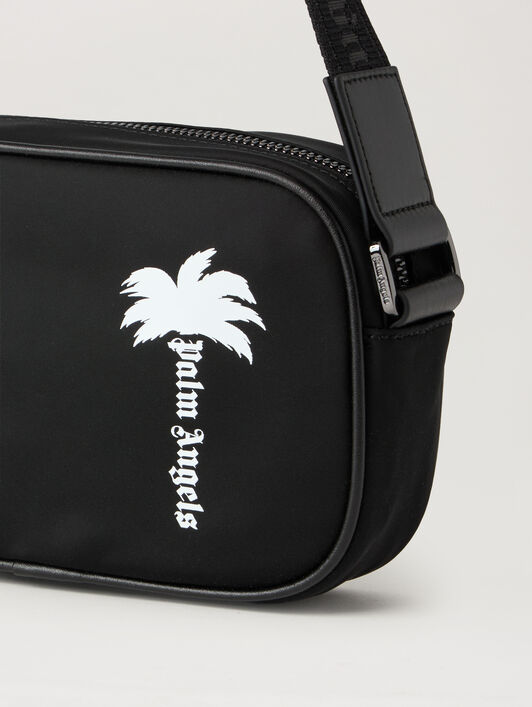 PALM ANGELS Tree Logo Crossbody Bag BLACK WHITE PMNQ01CS26FAB001