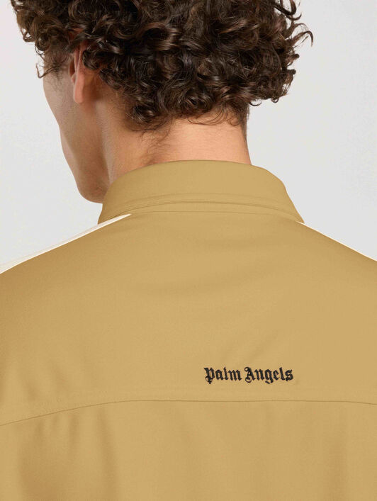 PALM ANGELS Camicia Track Jacket Logo Anni 90 KAKI - BLACK PAMBN02F26FB01