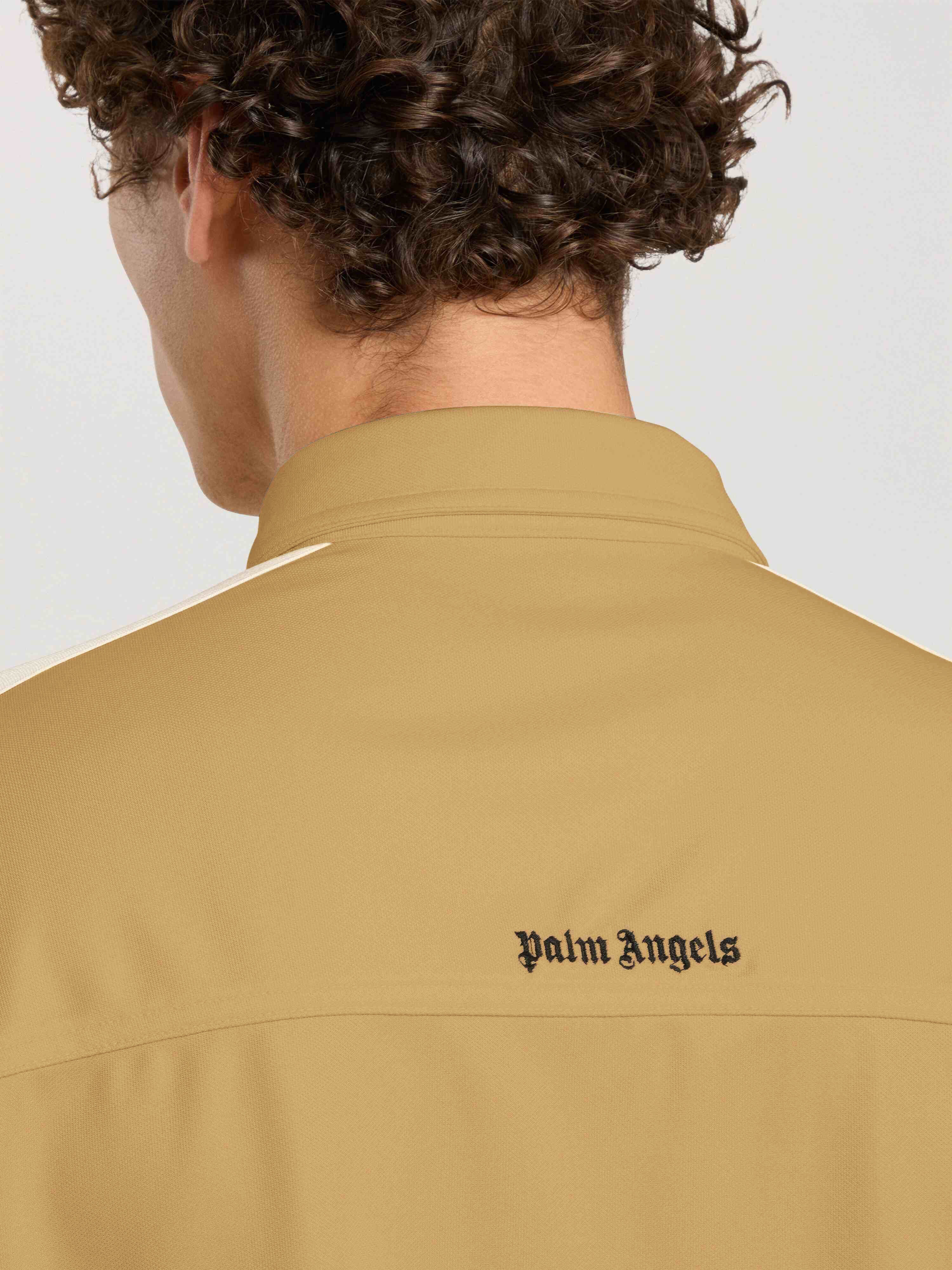 PALM ANGELS Camicia Track Jacket Logo Anni 90 KAKI - BLACK PAMBN02F26FB01