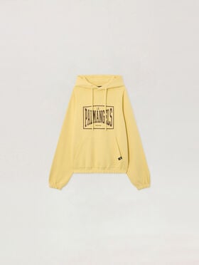 PALM ANGELS Vintage Box Logo Loose Hoodie LIGHT YELLOW - MAUVE PAMBB04F26FL01