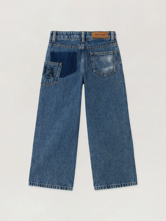 Pa Pocket Wide Leg Denim Pant PALM ANGELS Pa Pocket Wide Leg Denim Pant LIGHT BLUE - BLUE PGYA008F25DEN001