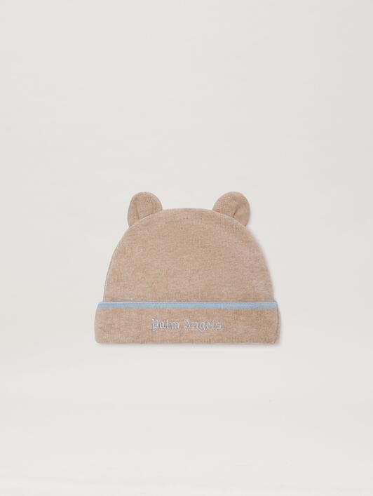 PALM ANGELS  Logo Beanie TAUPE LIGHT BLUE PBXS001S25KNI001