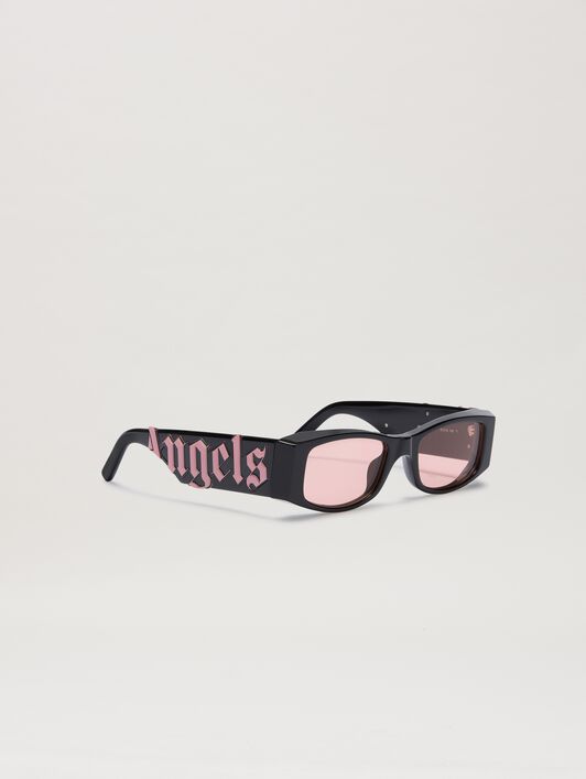 PALM ANGELS  Angel sunglasses BLACK - PEACH ORANGE PERI007C99PLA001