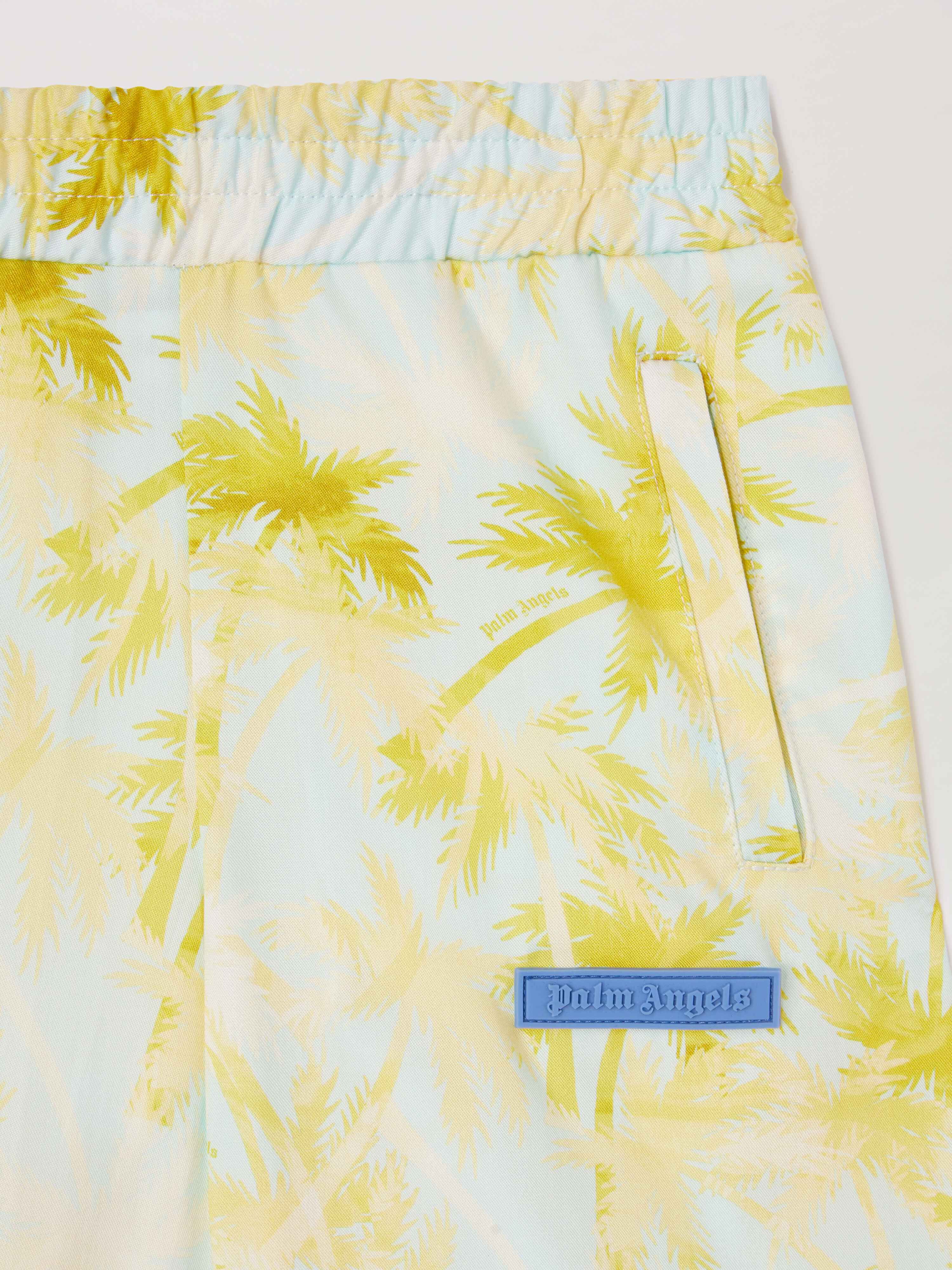 PALM ANGELS  Shorts mit Allover-Palmen-Print SKY BLUE - DUSTY BLUE PBCB006S25FAB002
