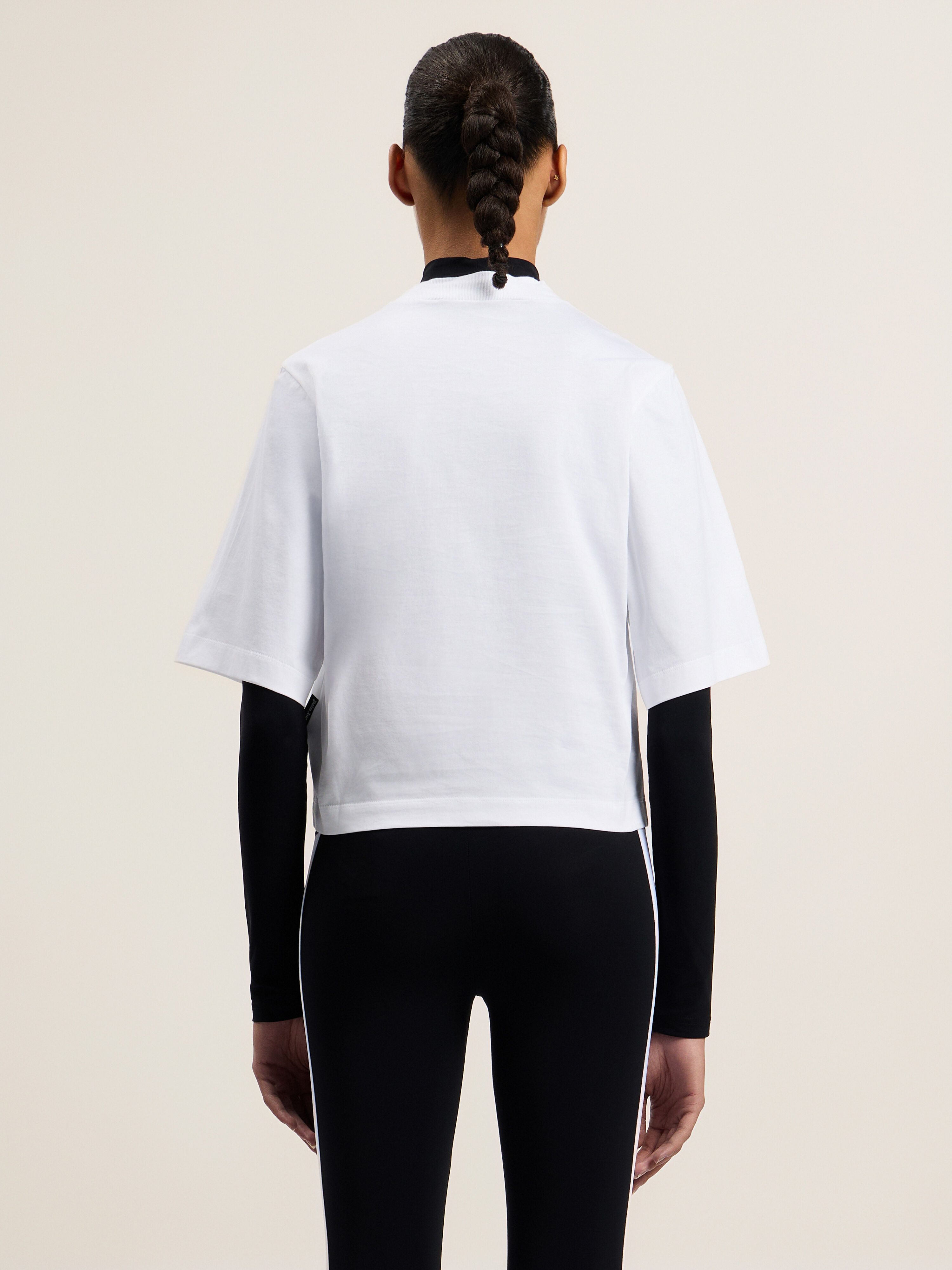 PALM ANGELS Classic Logo Cropped T-Shirt WHITE BLACK PWAA020C99JER016