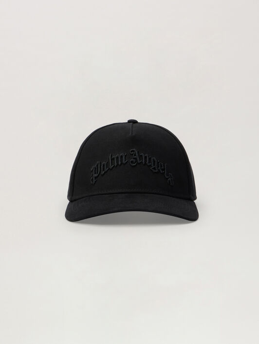 PALM ANGELS Curved Logo Tonal Cap BLACK BLACK PMLB104S26FAB00I